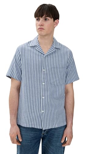 Men's Jacquard Chambray Camp Collar Shirt