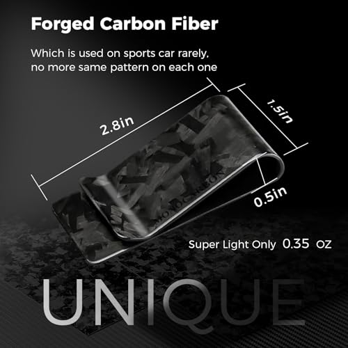 MONOCARBON Carbon Fiber Money Clip for Cash and Credit Cards Money Holder Clip for Men Minimalist Money Clips Credit Card Holder Wallet, Glossy Forged Black,