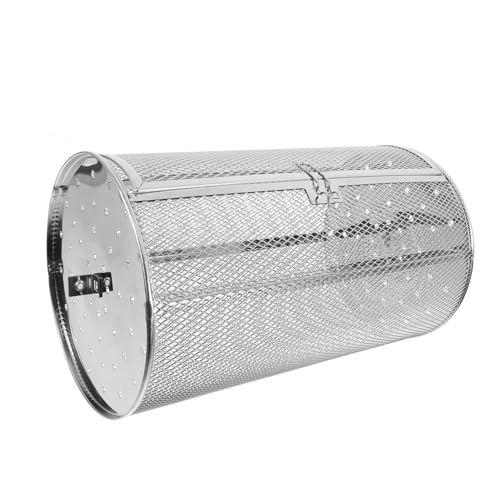 GARIOUANS Jaula Para Asar Giratoria De Acero Inoxidable 180x300 Mm Para Horno Eléctrico Cesta Para Asador De Frutos Secos y Verduras Barbacoa Rotativo Para Tostado Uniforme Cocina y Camping