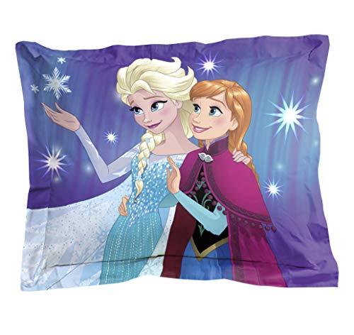Image of Disney Frozen Kids Full Comforter Set 7 Piece Bed in a Bag, Purple | Reversible, Super Soft Microfiber, Elsa and Anna, Sheets Shams Pillowcase, All Season, Machine Washable (Officially Licensed)