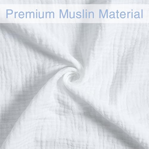 Image of Meracorallo Muslin Swaddle Blanket, 100% Cotton Receiving Blanket Soft and Breathable Swaddle Wrap for Baby Boys and Girls, White