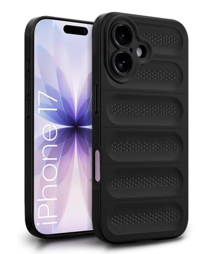 Image of WOW IMAGINE Ultimate Silicone Back Cover Case for iPhone 17 | Heat Dissipation Thin Soft TPU | 360 Camera Protection | Breathable Cooling Holes - Pitch Black