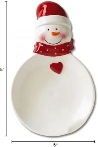 Miniatura 2 de Soporte para cucharas de muñeco de nieve, plato de cerámica de 8 pulgadas, plato de cocina de Navidad pequeño, decoración navideña