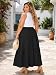 Moon Wood Damen Sommerrock Langer Rock Maxirock Stretch Hohe Taille Plisseerock mit Taschen Große Größen Schwarz 3XL
