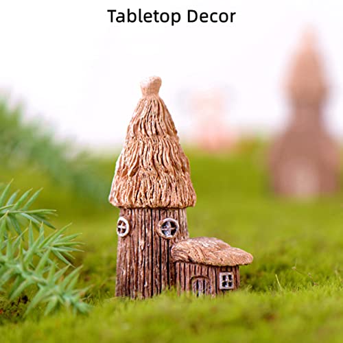 Loncess Tree House Miniature Fairy Garden Accessories, Mini Vintage House Fairy Garden Decor, House Ornaments Kit Fairy Garden Supplies For Diy, Accessories, Home Micro Landscape Decoration, 4 Pcs #TOP3