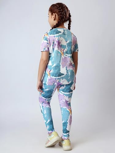 Image of Girl's Activewear Workout Set 2 Piece Athletic Sets Dry Fit Printed Tees And Leggings Yoga Running Dance 4-14Y