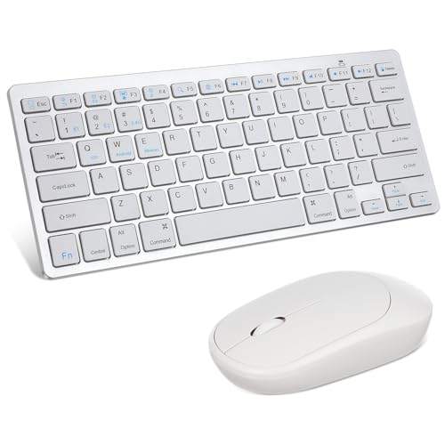 Wireless Keyboard and Mouse for iPad,Bluetooth and 2.4G USB Wireless Keyboard and Mouse for Tablets,Compatible for All iOS/Windows/Android System Devices-White