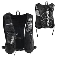 DZAEMOSIIE Laufweste für Damen und Herren, Verstellbare Laufrucksack, Leichter Trinkrucksack Laufen 5L, Runing Vest Reflektierend für Jogging, Trailrunning, Fahrrad, Marathon, Motorrad, Schwarz