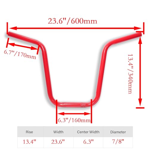 Image of JMCHstore Red 13'' Ape Hangers 7 /8'' Mini Bike Handlebars for Coleman B200R CT200U Motovox MBX10 Mega moto MMB80 Trailmaster MB200 100cc 200cc Mini Bike Parts