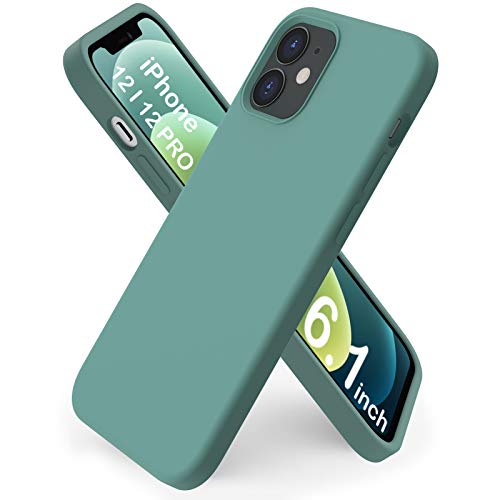 ORNARTO Coque iPhone 12 6,1 en Silicone,iPhone 12 Pro Case Fine en Caoutchouc Liquid Silicone Cover Protection Bumper Anti-Choc Housse Étui pour iPhone 12 | 12 Pro(2020) 6,1 Pouces Pinède