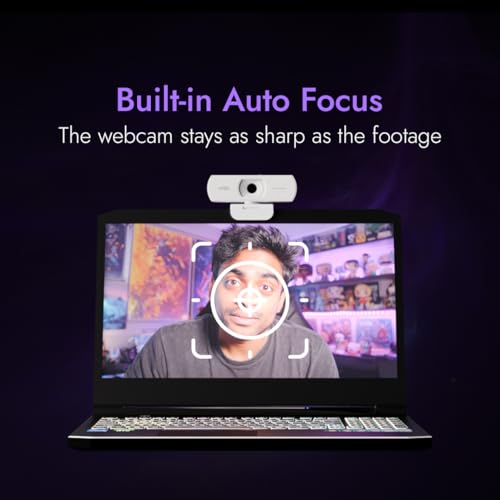 Image of Kreo Owl Full HD 1080P 60 FPS Webcam with Auto-Focus and Built-in Dual Digital Mic, Plug and Play Setup for Video Call, Streaming, YouTube and More, Built-in Privacy Shutter with 360 Rotation (White)