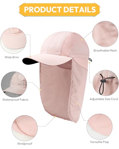 Image of Mens Sun Hat with Breathable Mesh Sun Hats for Men Sun Protection Fishing Hat with Neck Flap for Hiking Cycling