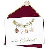 Joli Coon Weihnachtskarten 10er Set mit Weihnachtskuvert und Wachssiegel - Edle Weihnachtskarten Set - 15 x 10,5 cm
