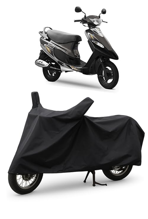 Image of Daxo Waterproof Scooty Cover for TVS Pep Plus | All Weather Protection from Rain, Dust, UV Rays & Scratches with Mirror Pockets & Buckle Belt | Pep Plus Scooty Cover