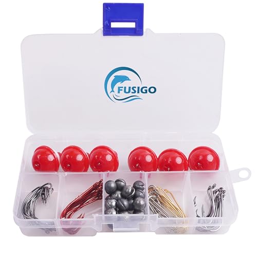 Kit de Equipamiento Básico para Pesca FUSIGO, 80 Piezas con Bobbers, Anzuelos y Pesos para Trucha, Bass, Bagre y Otros miniatura 6