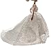 Peregrine White Floral Chapel Train Soft Tulle Wedding Dress with Lace for 11.5 inches Dolls
