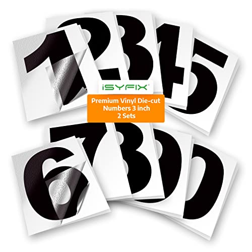 iSYFIX Black Vinyl Numbers Stickers – 3 Inch Self...
