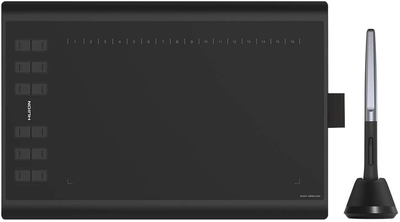 HUION Inspiroy H1060P Graphics Drawing Tablet 10 x 6.25 inch with 8192 Pressure Sensitivity Battery-Free Stylus and 12 Customized Hot Keys, Digital Art Tablet for Mac, Windows PC and Android - 10*6 inch