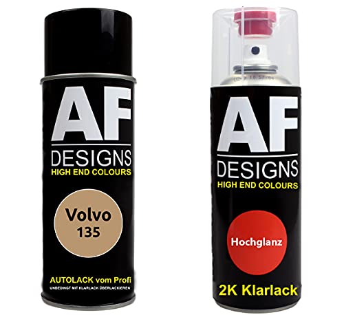 Alex Flittner Designs Pintura Bote Spray Kit para Volvo 135 Oro Metálico 2K Barniz Claro Pintura Base Aerosol 2x400ml