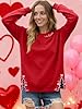 PECHAR Valentine Sweatshirts Women Love Valentines Shirts Embroidered Crewneck Long Sleeve Tops With Side Heart Applique #3