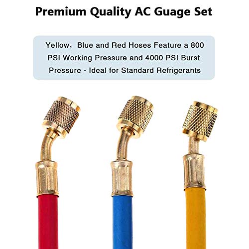 image for Shikha 5FT AC Diagnostic Manifold Freon Gauge Set for R410A R404A R22 