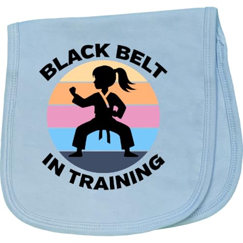inktastic Girls Karate Black Belt in Training Baby Burp Cloth Light Blue 458bf
