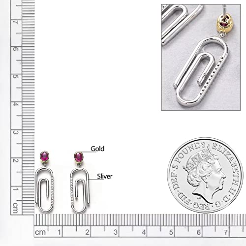 Supermodel 925 Sterling Silver Diamond Safety Pin Studs Earrings For Women 10K Gold Rhodium Plated Natural Ruby Paper Clip Dangle Drop Earrings #TOP5