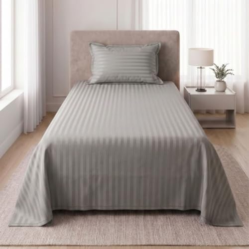 Image of Living Roots Glace Cotton 180 TC Single Bedsheet with 1 Pillow Cover |Single Size 60 x 90 Inches |Soft, Breathable & Durable |Fits Mattress up to 4 Inches |No Colour Bleeding (Grey)