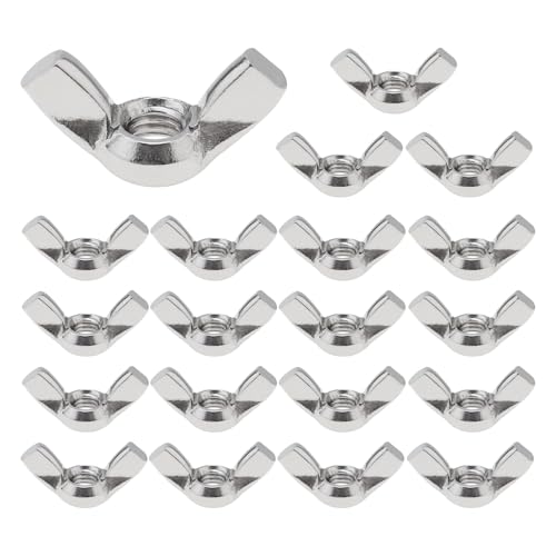Smgda 20 Pièces Écrou Papillon M6 Écrous à Oreilles, en acier inoxydable 304, Ecrou Ailette en Acier Inoxydable Métrique Femelle pour Fixations de Bricolage, Argenté (M6)