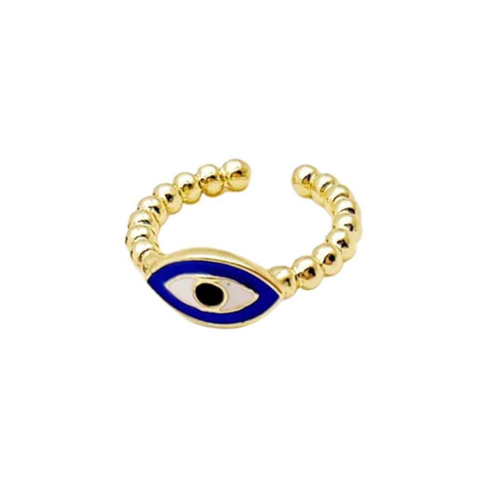 VIE Evil Eye Ring, Gold, Style #02, Blue