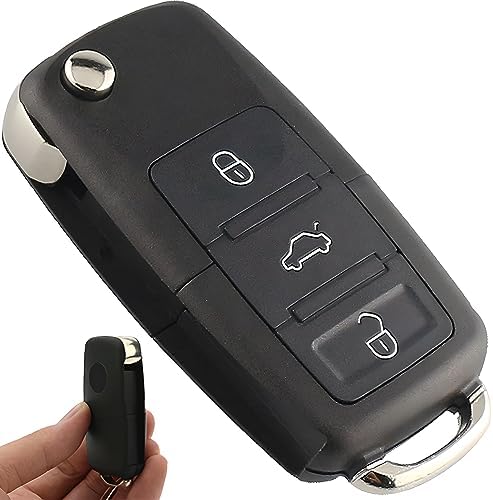 Retoo Obudowa kluczyka samochodowego, pilot zdalnego sterowania z 3 przyciskami, do VW Golf, Polo, Bora, Passat, Tiguan, Sharan, Transporter, Skoda, Seat, Pilot, etui na kluczyki samochodowe,