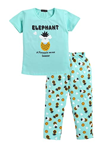 Image of Girls Set of Cotton CartoonPrinted Tshirt Pajama Regular Fit