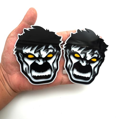 Insignias de Hulk 3D universales con adhesivo amarillo y negro para puerta de moto
