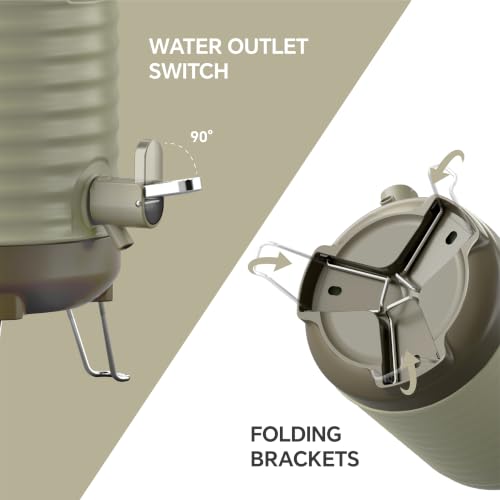 Image of IDEUS Insulated Beverage Dispenser 1.4gal, Drink Container Grey | All-in-one Vacuum Double Wall Stainless Steel Water Cooler for Camping and Party Leakroof with Handle, Spigot & Stand