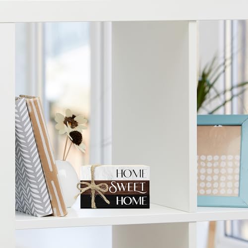 Mini libros decorativos de madera rústica para hogar miniatura 4