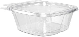 Dart CH12DEF 12 oz Tamper-Resistant Clear Hinged Container with Flat Lid (Case of 200)