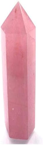 Miniatura 6 de Figura de prisma facetada de un solo punto de cuarzo rosa natural, piedra preciosa para reiki, paquete de 2 (cuarzo rosa, 2.8-3.5 in)