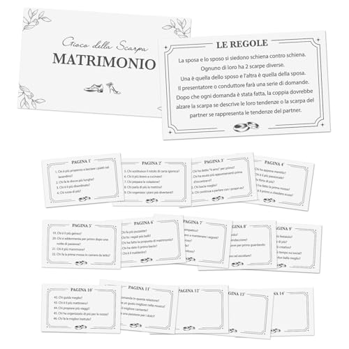 16Pcs Biglietti Gioco Della Scarpa Matrimonio, 1Pcs Delle Regole 11Pcs Domande Divertenti, Carte Scherzo Gadget Giochi Matrimonio Sposi Invitati