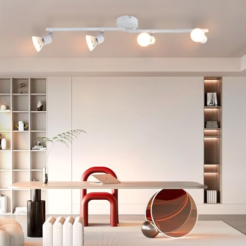 Glitzerlife LED Deckenlampe 4 Flammig Deckenstrahler - Deckenleuchte Weiß GU10 ModernSchlafzimmerlampe Strahler Innen Deckenspots für Wohnzimmer Badezimmer Küche Büro Ohne Leuchtmittel