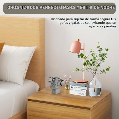 Miniatura 4 de Vipbuy Soporte Portagafas De Madera Tallada Hecho A Mano, Estante Portagafas Con Cabeza De Moai De La Isla De Pascua , Estatua De Escultura Para Decoración De Escritorio De Oficina En Casa Regalo