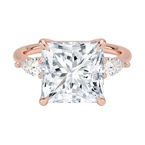 5 CT Princess Cut Lab Grown Diamond Opera Three Stone Engagement Ring