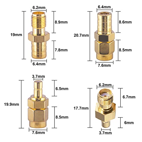 SMB to SMA Antenna Adapter Kit 4 Types Coax Adapter SMB to SMA Male to Female RF Coaxial DAB Aerial Adapter Kits for Sirius XM Satellite Radio Antenna Radio Aerial Car DAB Radio - Thumbnail 2
