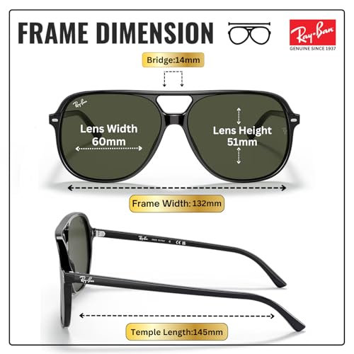 Image of Ray-Ban RB2198 BILL Square Shaped Sunglasses for Men & Women with Official RAYBAN Eyewear Kit