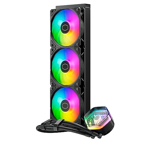 Cooler Master MasterLiquid Atmos 360 Black CPU Liquid Cooler - AIO Water Cooling System, Dual Chamber Pump, Pre-Installed Sickleflow 120 Edge Fans, Addressable Gen 2 RGB, LGA1700 & AM5 Brackets