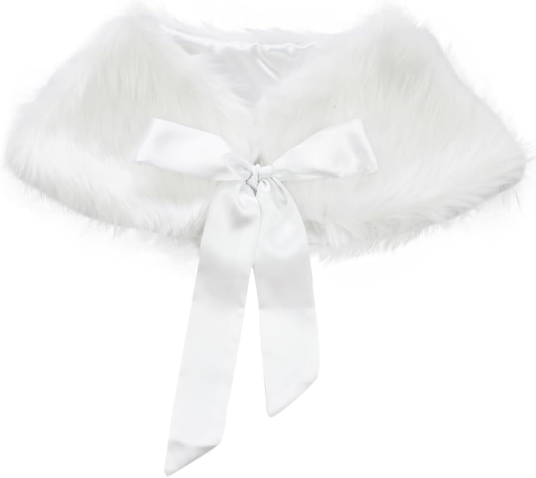Alvivi Flower Girls Princess Faux Fur Bolero Shrug Shoulder Cape Wedding Dress Shawl Wrap Stole Capelet