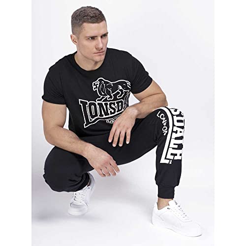 Lonsdale London Logo Large Uomo Pantaloni Tuta Nero L 60% Cotone, 40% Poliestere Relaxed - 7