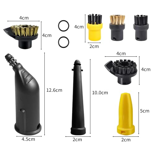 10 Stück Set für Kärcher Dampfreiniger Zubehör SC1 SC2 SC3 SC4 SC5(Verlängerte Düse, Gebogene Düse, Rundbürste, Fugen Düse, Siegel)