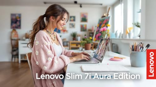 Image of 2025 Lenovo Slim 7i Aura Edition, 14 inch 100% DCI-P3 OLED Touch, Copilot+ PC, Ultra 7 258V(Beats Ultra 7 155U), 32GB RAM, 2TB SSD, Wi-Fi 7, Win 11, 5MP RGB+IR Cam, Thunderbolt, 2.84 lbs, W /Wireless Mouse