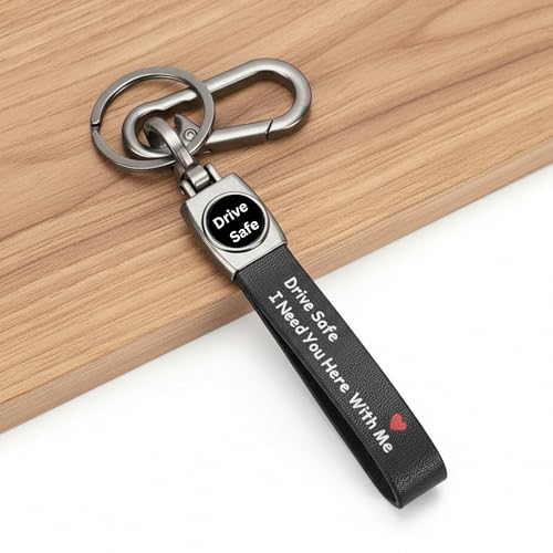 Premium Leather Drive Safe Keychain I Need You Here With Me Keyri...