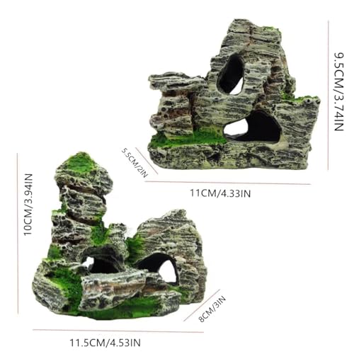 ZHjuju Decoraciones para Acuarios,2PZ Adorno para Acuario con Diseño de Cueva y Arbol Peceras Acuarios Decoracion Ornamento Acuario Flotante de Roca Resina Artificial Ornamento del Acuario Piedras - imagen 2